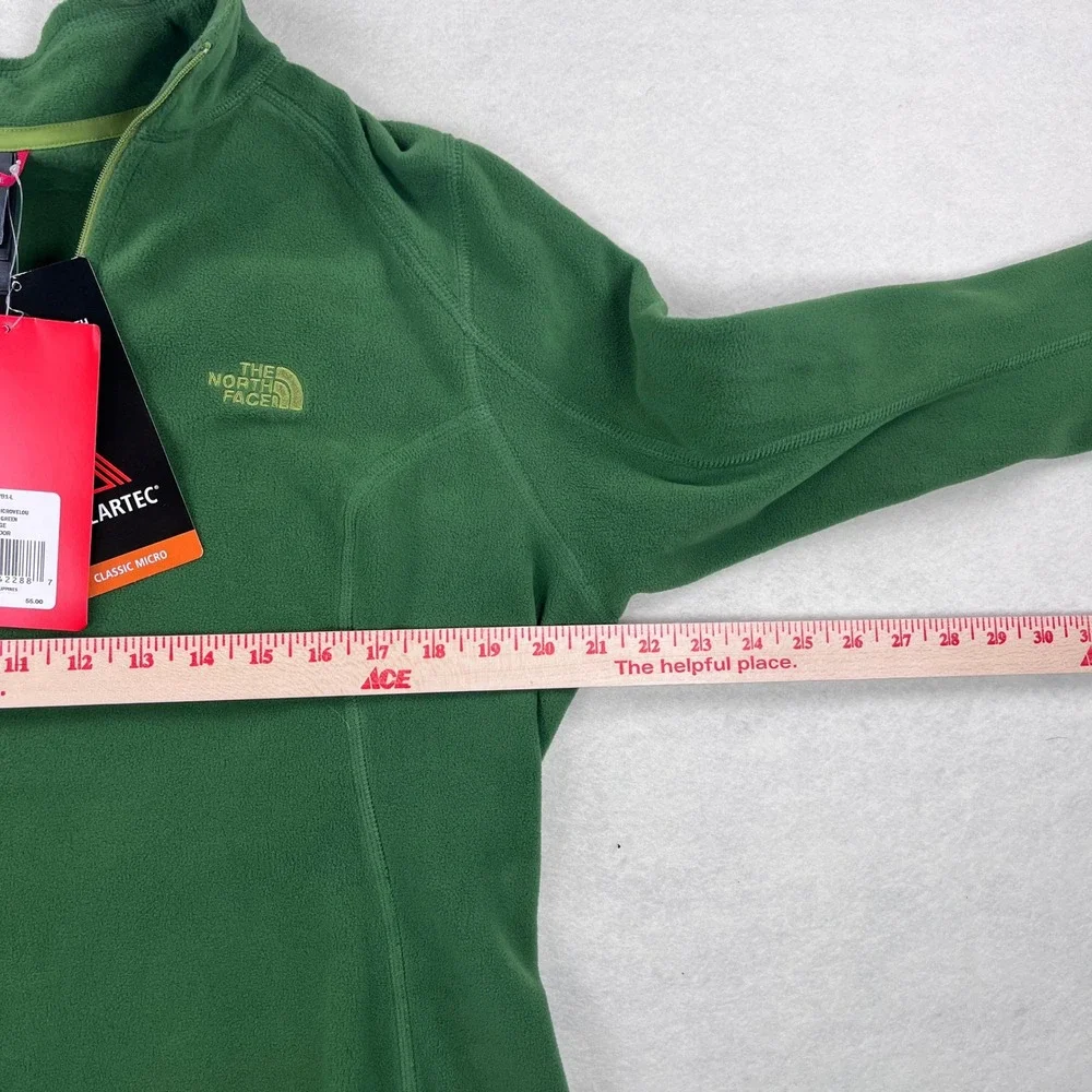 The North Face TKA 100 Microvelour Fleece Quarter Zip Green AJHP-VB1 Large NEW